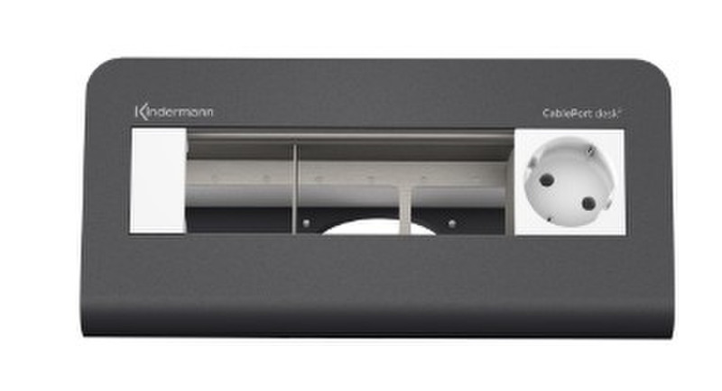 Kindermann 7430000271 Тип F (Schuko) Серый, Белый розеточная коробка