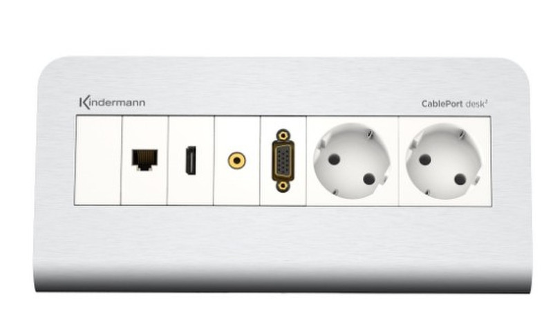 Kindermann CablePort desk² Type F Grey,White outlet box