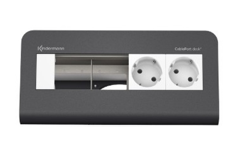 Kindermann 7430000272 Тип F (Schuko) Серый, Белый розеточная коробка