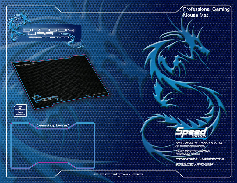 Dragon War GP-001 Black,Blue mouse pad