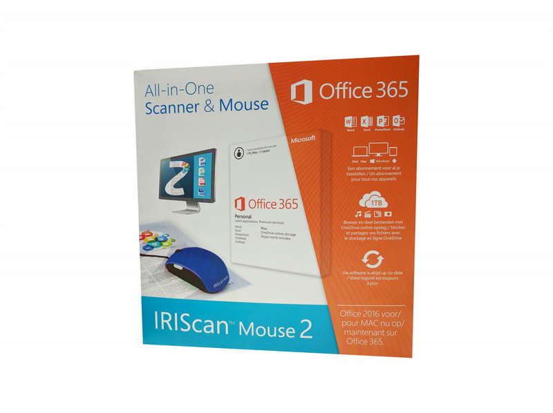 I.R.I.S. IRISCan Mouse 2 + Office 365 32-bit/x64 NL Mouse scanner 300 x 300dpi A3 Черный, Синий
