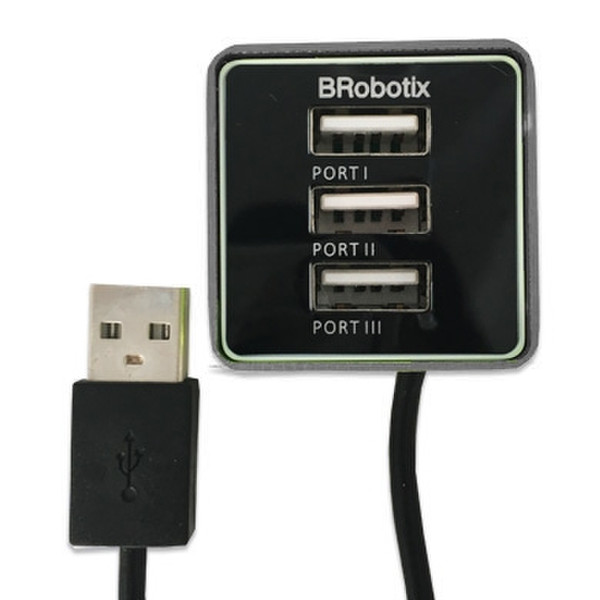 BRobotix 247740H USB 2.0 Schwarz, Grau Schnittstellenhub