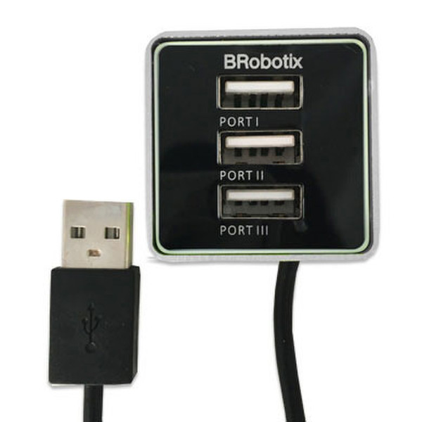 BRobotix 247740P USB 2.0 Черный, Cеребряный хаб-разветвитель