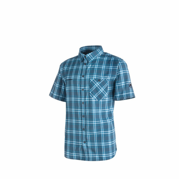 Mammut Belluno Shirt XL Short sleeve Shirt collar Polyamide,Polyester Blue,White