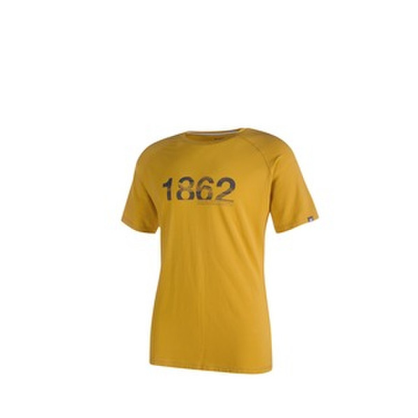 Mammut Vintage T-shirt XXL Short sleeve Crew neck Cotton,Elastane Yellow
