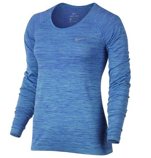Nike Dry Knit LS, XS T-shirt XS Langärmlig Rundhals Nylon,Polyester Blau