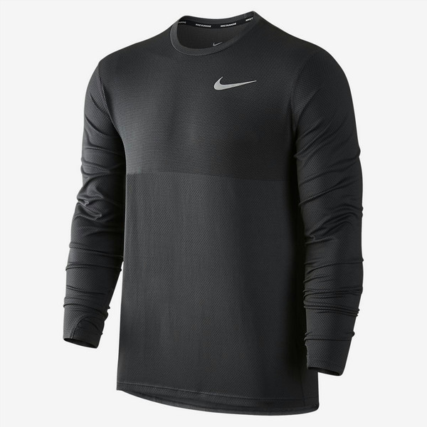 Nike Zonal Cooling Relay Рубашка м Длинный рукав Круглый вырез под горло Полиэстер Черный