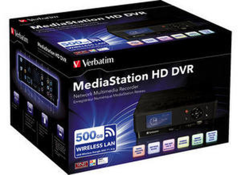Verbatim MediaStation HD DVR Wireless Network Multimedia Recorder 500GB WLAN Schwarz Digitaler Mediaplayer