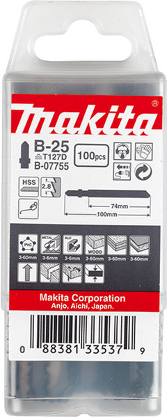 Makita B-07755 Jigsaw blade High-Speed Steel (HSS) 100pc(s) jigsaw/scroll saw/sabre saw blade