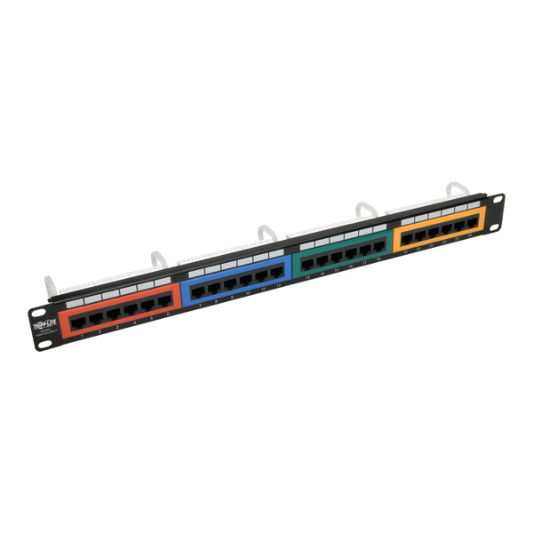 Tripp Lite 24-Port 1U Rack-Mount 110-Type Color-Coded Patch Panel, RJ45 Ethernet, 568B, Cat5/5e
