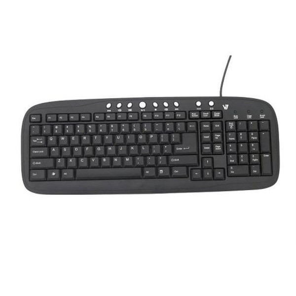 V7 Multimedia Keyboard USB Black keyboard