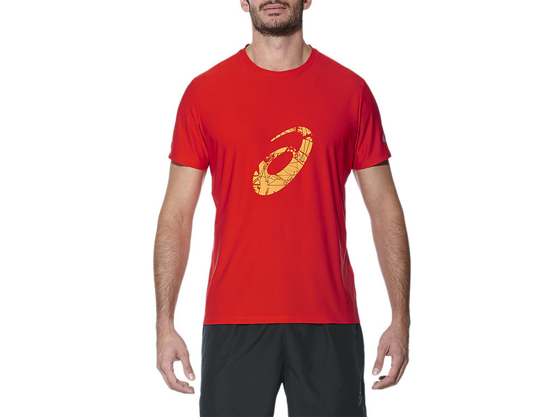 ASICS Graphic SS Top T-shirt S Short sleeve Crew neck Red