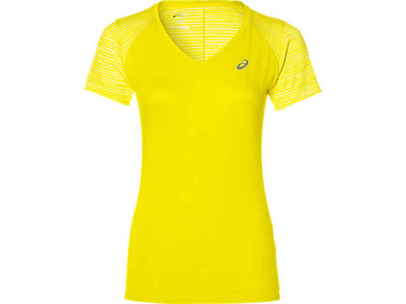 ASICS Fuzex V-Neck SS T-shirt XS Kurzärmel V-Ausschnitt Polyester Gelb