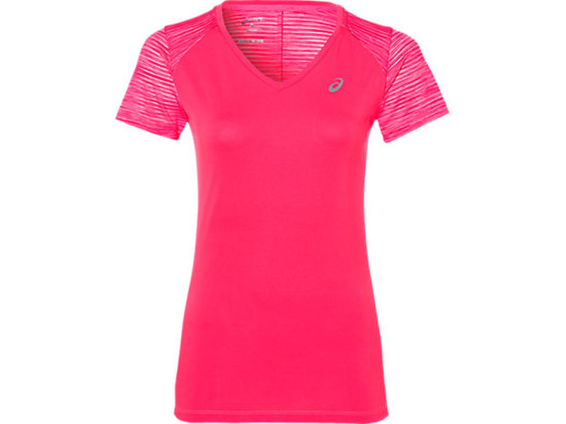 ASICS Fuzex V-Neck SS T-shirt XS Kurzärmel V-Ausschnitt Polyester Pink