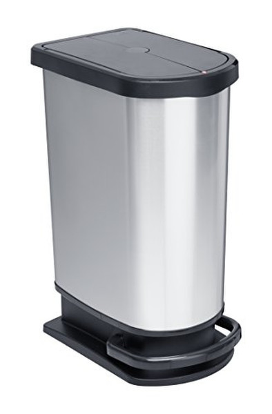 Rotho 11665 50L Rectangular Polypropylene (PP) Metallic,Silver trash can