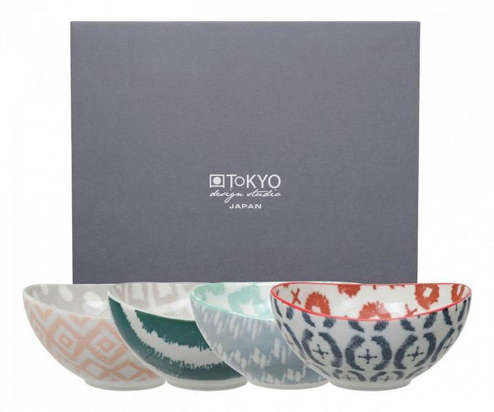 Tokyo Design Studio Kasuri Bowl 4 Set Schüssel-Set Oval Porzellan Mehrfarben 4Stück(e)