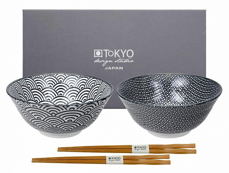 Tokyo Design Studio Nippon Black Tayo Bowl Set 2 Bowl set