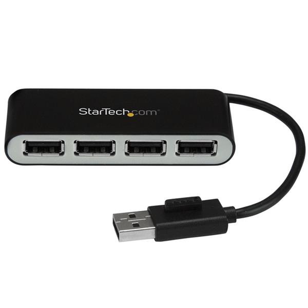 StarTech.com ST4200MINI2 USB 2.0 480Мбит/с Черный, Cеребряный хаб-разветвитель