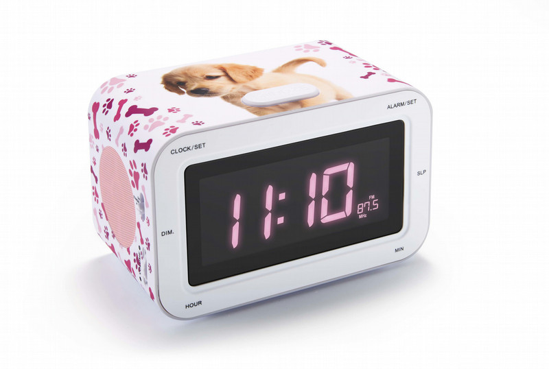 Bigben Interactive RR30DOGS2 Часы Аналоговый Коричневый, Розовый, Белый радиоприемник