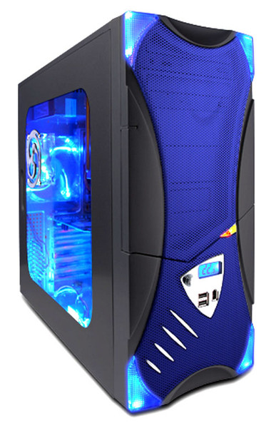 Apevia X-Plorer Metal Case w/ Side Window-Blue Midi-Tower Black computer case