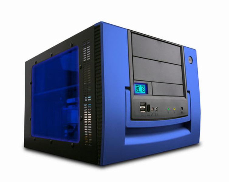Apevia X-QPACK Aluminum Case w/ 3 Window-blue Mini-Tower Синий системный блок