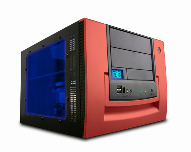 Apevia X-QPACK Aluminum Case w/ 3 Window-Red Mini-Tower 420Вт Черный, Красный системный блок