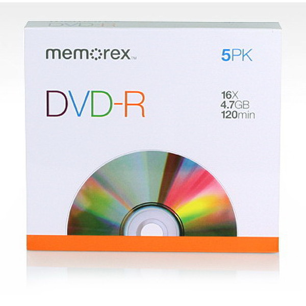 Memorex DVD-R, 4.7GB, 16x, 5 Pack 4.7GB DVD-R 5Stück(e)