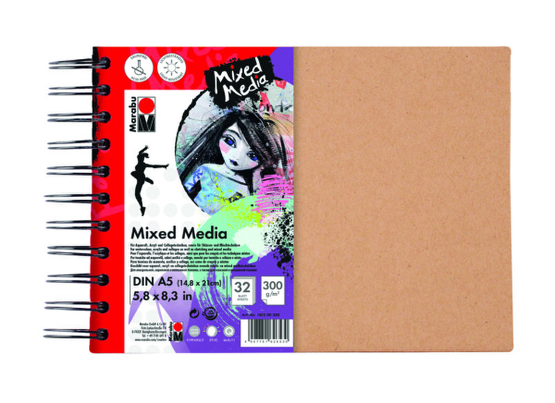 Marabu Mixed Media Ring binder DIN A5 A5 32sheets writing notebook
