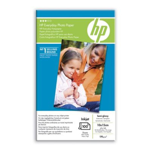 HP Everyday Semi-gloss Photo Paper-100 sht/10 x 15 cm plus tab Fotopapier