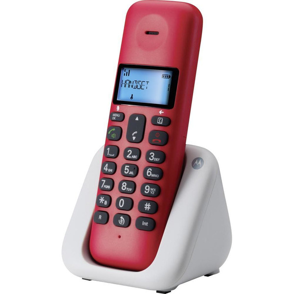 Motorola T301 DECT Идентификация абонента (Caller ID) Черный, Красный, Белый