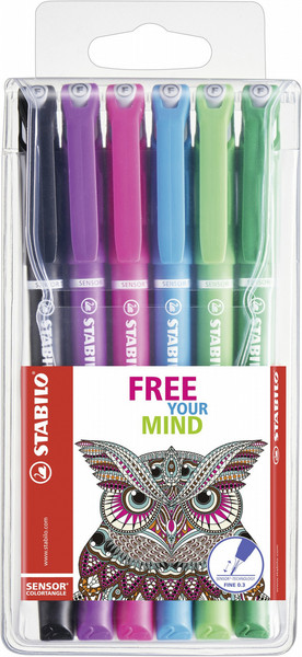 Stabilo SENSOR Black,Blue,Green,Light Green,Pink,Violet 6pc(s) fineliner