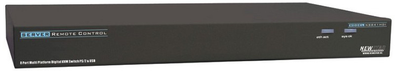 Newstar KVM Switch, 8-port, PS/2, USB, IP Черный KVM переключатель