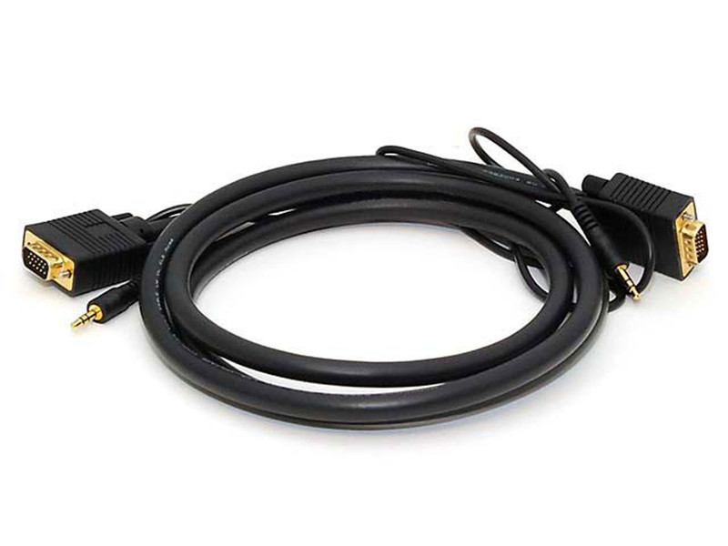 Monoprice VGA-3.5 mm/VGA-3.5 mm, 1.8288 m 1.8288m VGA (D-Sub) + 3.5mm VGA (D-Sub) + 3.5mm Black VGA cable