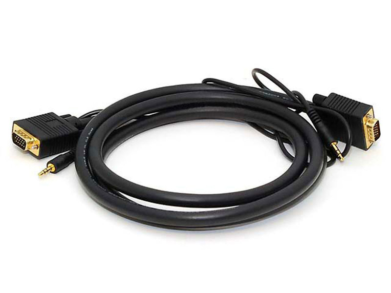 Monoprice VGA-3.5 mm/VGA-3.5 mm, 1.8288 m 1.8288м VGA (D-Sub) + 3,5 мм VGA (D-Sub) + 3,5 мм Черный VGA кабель