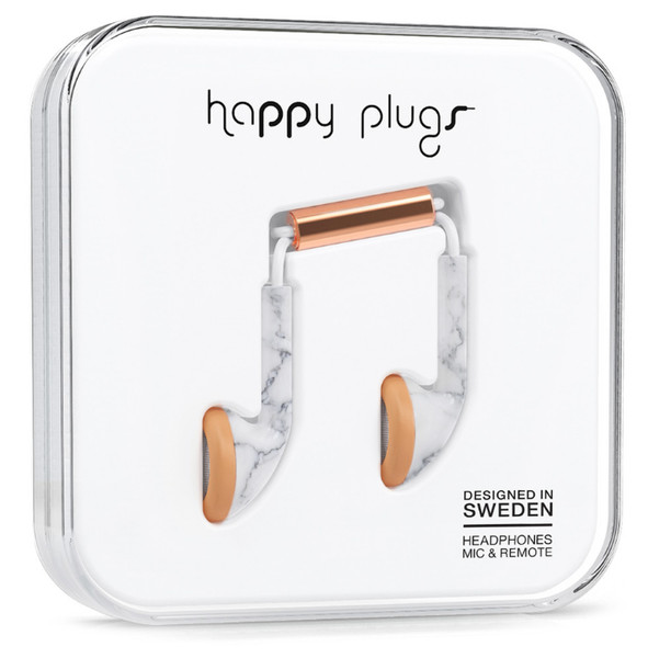 Happy Plugs Earbug In-ear Binaural Wired Gold,White