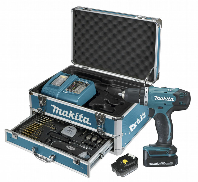 Makita DDF343RYX2 Дрель с рукояткой пистолетного типа Литий-ионная (Li-Ion) 1.5А·ч 1300г Черный, Синий аккумуляторная комби-дрель