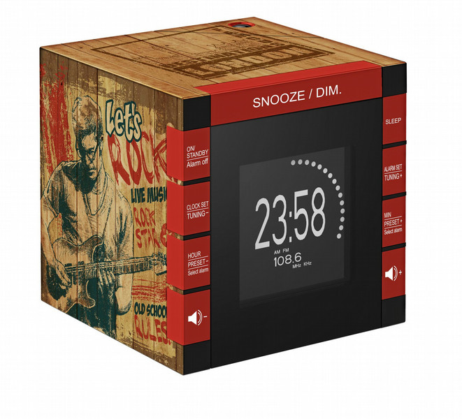 Bigben Interactive RR70PROCKWOOD Часы Цифровой Черный, Коричневый, Красный радиоприемник