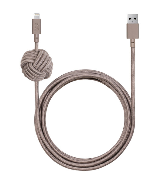 Native Union Night Cable 3.04м Lightning USB A Темно-серый дата-кабель мобильных телефонов