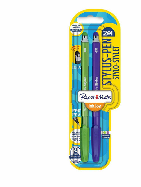 Papermate Stylus Stick ballpoint pen Зеленый, Фиолетовый 2шт