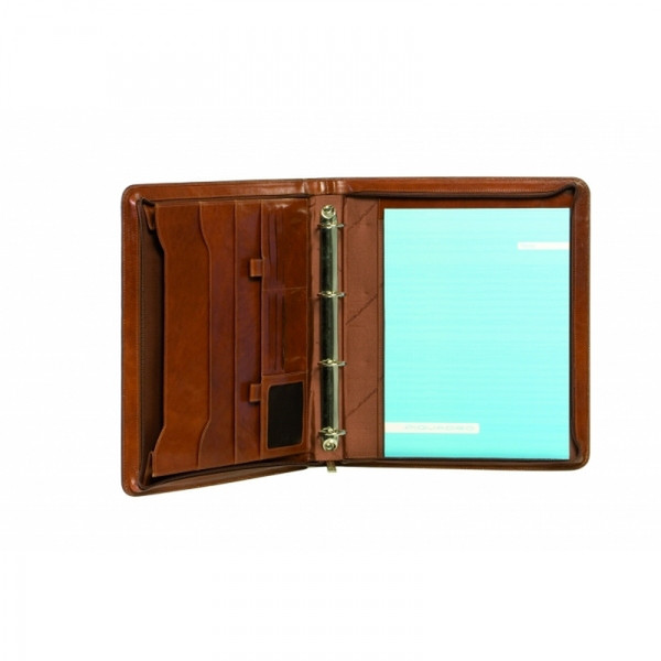 Piquadro A4 ringed notepad holder Tamponato Restyling Кожа Коричневый персональный органайзер