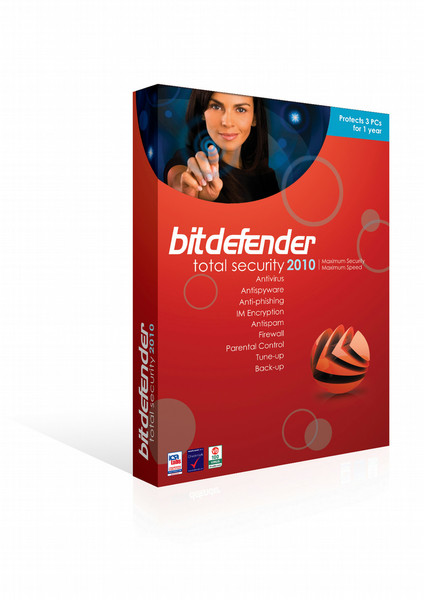 SOFTWIN BitDefender Total Security 2010, 3 Users 1 Year, Key only