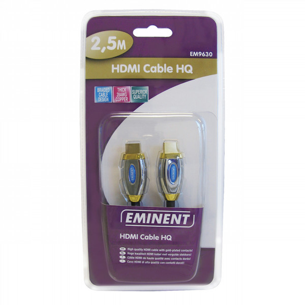 Eminent HDMI cable 2.5м HDMI HDMI Черный HDMI кабель