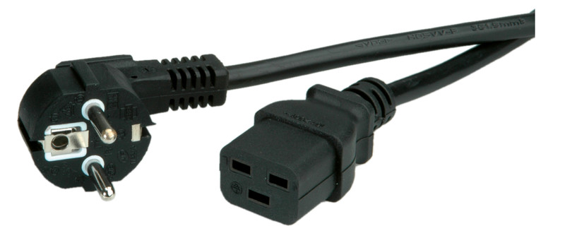 Secomp 19.99.1552 2m CEE7/7 Schuko C19 coupler Black power cable