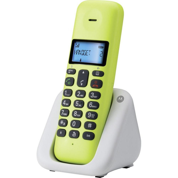 Motorola T301 DECT Идентификация абонента (Caller ID) Черный, Лайм, Белый