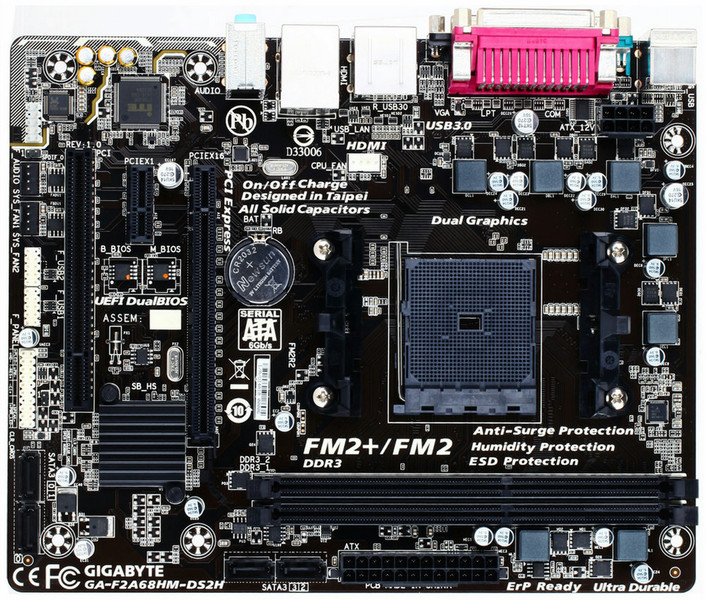 Gigabyte GA-F2A68HM-DS2H AMD A68H Socket FM2+ Микро ATX