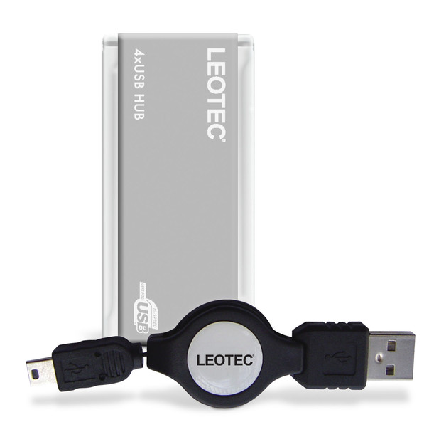 Leotec hub 4 ports USB 2.0 480Mbit/s Black interface hub