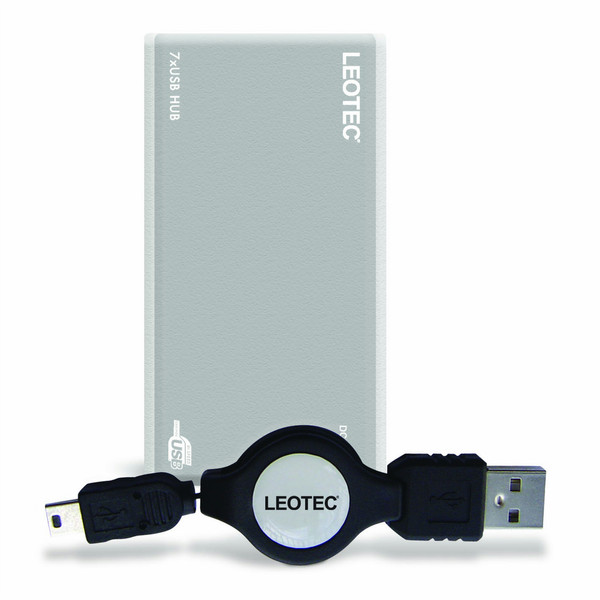 Leotec hub 7 ports USB 2.0 480Мбит/с Черный хаб-разветвитель