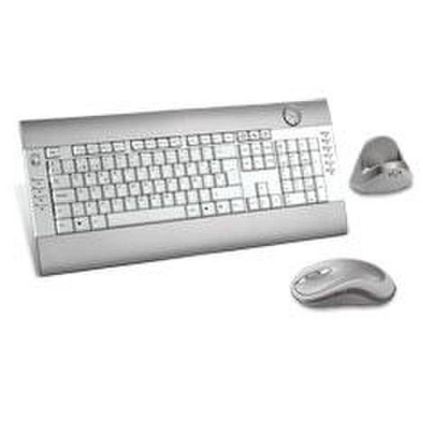 Phoenix Teclado + mouse cordless desktop + cargador blanco y plata RF Wireless QWERTY White keyboard