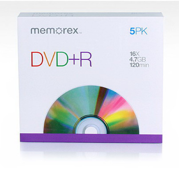 Memorex DVD+R, 4.7GB, 16x, 5 Pack 4.7ГБ DVD+R 5шт