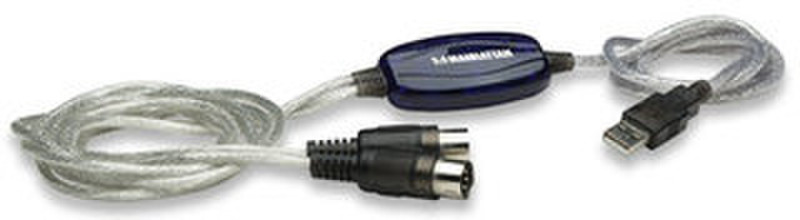 Manhattan USB to MIDI Adapter USB 1.1 A MIDI DIN 5 pin Cеребряный кабельный разъем/переходник